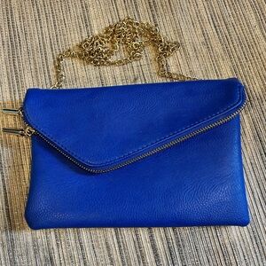 Elegant Blue Leather Clutch